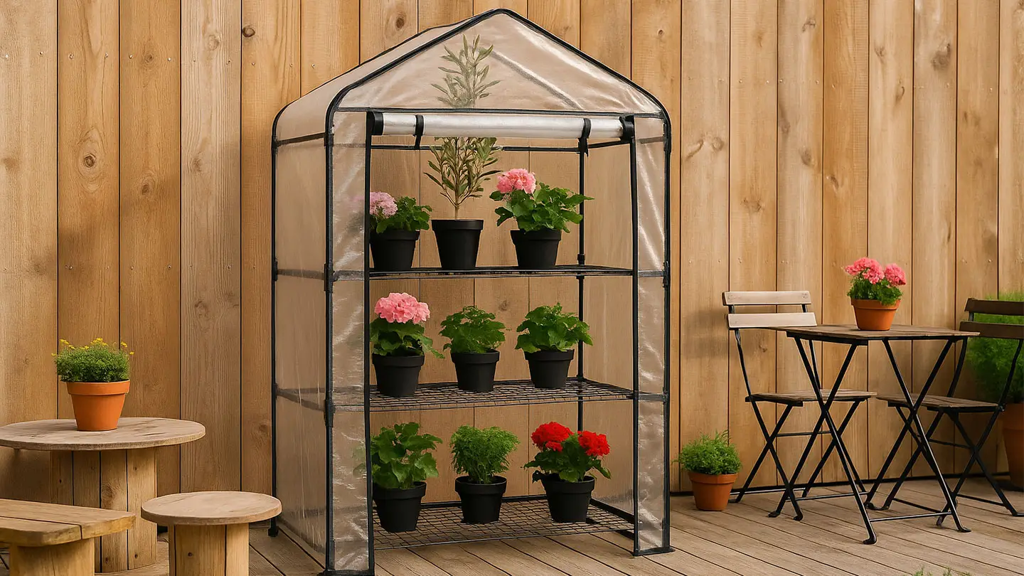 Hortus plastdrivhus på en terrasse