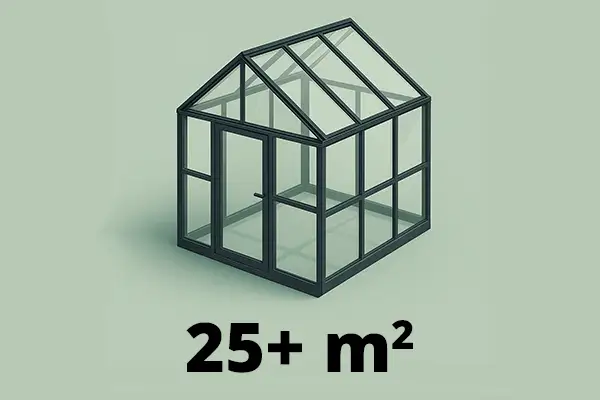 25+ m2 drivhus
