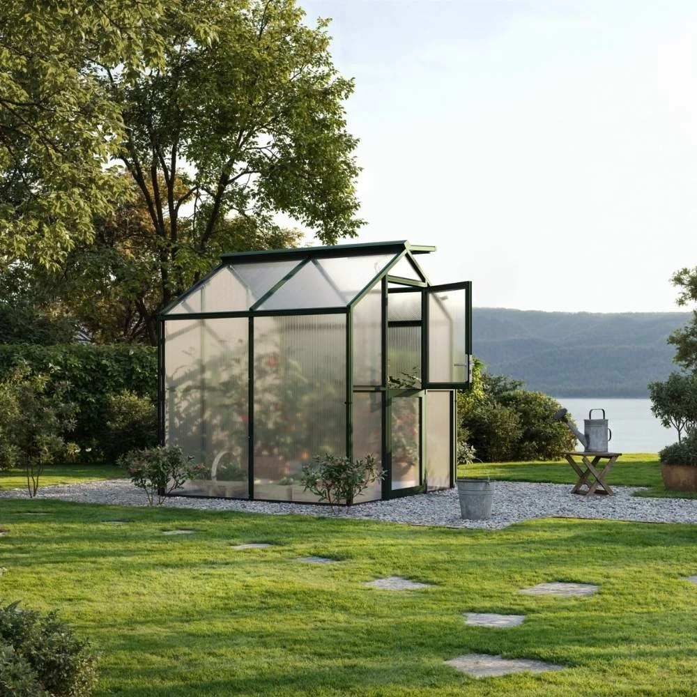 Greenhouse Galant II, only polycarbonate, fir green | Drivhus-shop.dk | Drivhus |