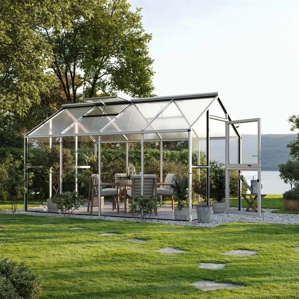 Greenhouse Novum IV, 4 mm glass + polycarbonate, blank | Drivhus-shop.dk | Drivhus |