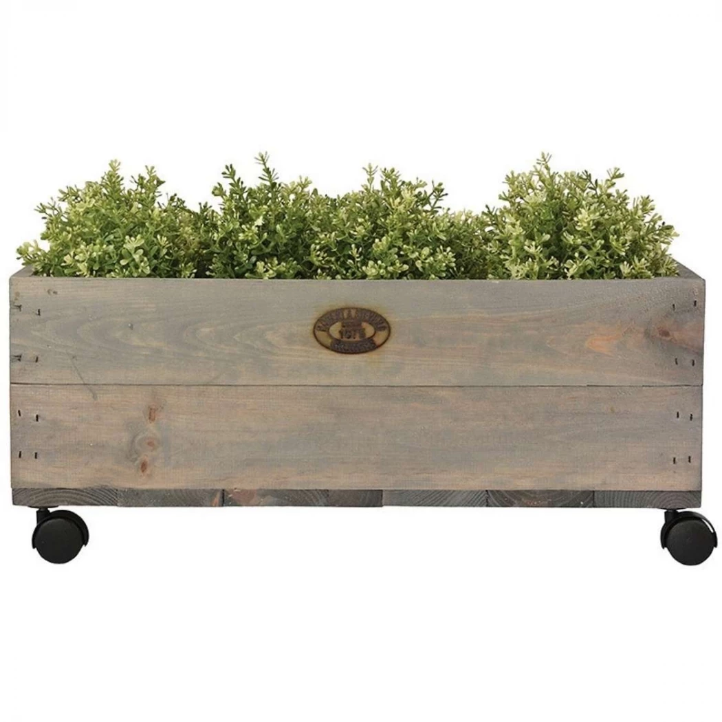 Stor Plantekasse med Hjul – Rustik Fyrretræ 59 x 39,2 cm