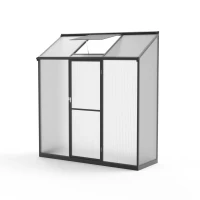 Sort v&aelig;gdrivhus i aluminium med glas sider og polycarbonat tag