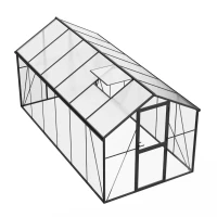 Drivhus Premium Sort 457 cm - Glas/Polycarbonat