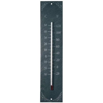 Klassisk udendørs termometer i antracitgrå skifer Udendørs termometer i skifer klassisk design – 45 cm højt