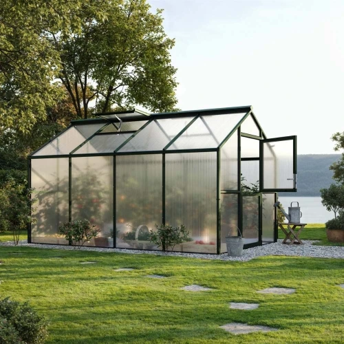 Greenhouse Novum IV, only polycarbonate, fir green Greenhouse Novum IV, only polycarbonate, fir green