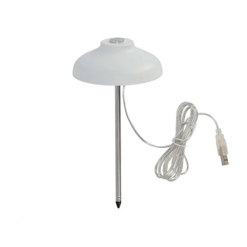 LED-lampe med spyd og USB-stik – rustfrit stål og aluminium USB-lampe med LED og jordspyd – ideel til dekoration og planter